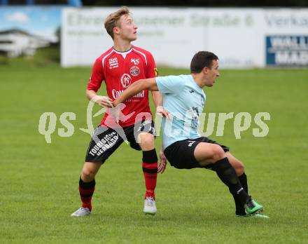 Fussball Regionalliga. Annabichler SV gegen Kalsdorf. Vahid Muharemovic, (ASV), Andreas Fischer (Kalsdorf). Annabichl, am 27.9.2015.
Foto: Kuess
---
pressefotos, pressefotografie, kuess, qs, qspictures, sport, bild, bilder, bilddatenbank