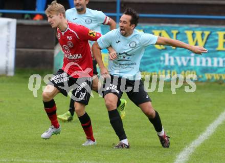 Fussball Regionalliga. Annabichler SV gegen Kalsdorf. Matthias Dollinger,  (ASV), Andreas Fischer (Kalsdorf). Annabichl, am 27.9.2015.
Foto: Kuess
---
pressefotos, pressefotografie, kuess, qs, qspictures, sport, bild, bilder, bilddatenbank