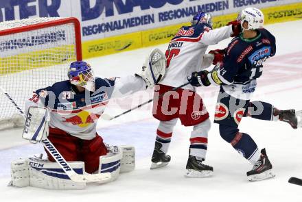 EBEL. Eishockey Bundesliga. EC VSV gegen EC Red Bull Salzburg. Ziga Pance, Luka Gracnar,  (VSV), Brian Conelly (Salzburg). Villach, am 27.9.2015.
Foto: Kuess 


---
pressefotos, pressefotografie, kuess, qs, qspictures, sport, bild, bilder, bilddatenbank