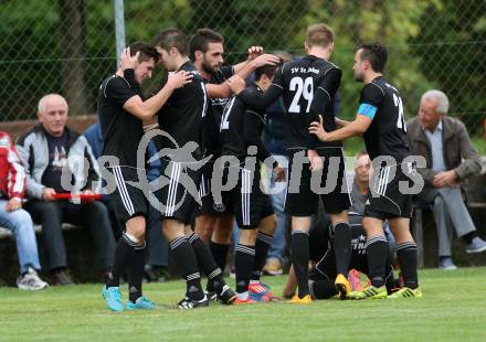 Fussball Unterliga Ost. St. Jakob/Rosental gegen Alpe Adria. Torjubel (St. Jakob). St. Jakob, am 26.9.2015.
Foto: Kuess
---
pressefotos, pressefotografie, kuess, qs, qspictures, sport, bild, bilder, bilddatenbank