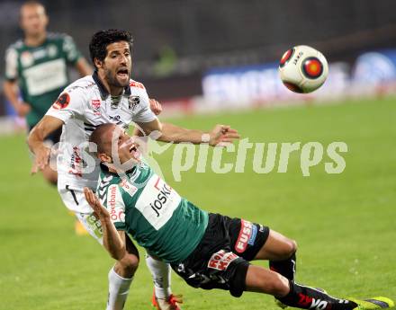 Fussball tipico Bundesliga. RZ Pellets WAC gegen SV Josko Ried. Jacobo Ynclan Pajares, (WAC), Florian Hart (Ried). Wolfsberg, am 3.10.2015.
Foto: Kuess
---
pressefotos, pressefotografie, kuess, qs, qspictures, sport, bild, bilder, bilddatenbank