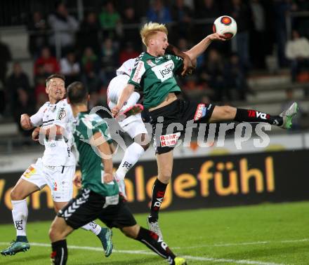 Fussball tipico Bundesliga. RZ Pellets WAC gegen SV Josko Ried. De Oliveira Silvio, (WAC), Thomas Reifeltshammer  (Ried). Wolfsberg, am 3.10.2015.
Foto: Kuess
---
pressefotos, pressefotografie, kuess, qs, qspictures, sport, bild, bilder, bilddatenbank