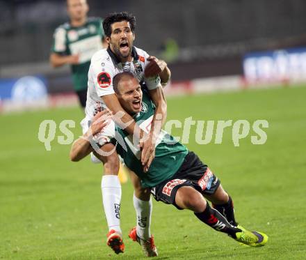 Fussball tipico Bundesliga. RZ Pellets WAC gegen SV Josko Ried. Jacobo Ynclan Pajares, (WAC), Florian Hart (Ried). Wolfsberg, am 3.10.2015.
Foto: Kuess
---
pressefotos, pressefotografie, kuess, qs, qspictures, sport, bild, bilder, bilddatenbank