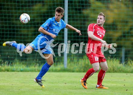 Fussball. Unterliga Ost. Ludmannsdorf gegen Sele Zell. Jernej Smukavec (Ludmannsdorf), Tomaz Kreutz (Sele Zell). Ludmannsdorf, 4.10.2015.
Foto: Kuess
---
pressefotos, pressefotografie, kuess, qs, qspictures, sport, bild, bilder, bilddatenbank