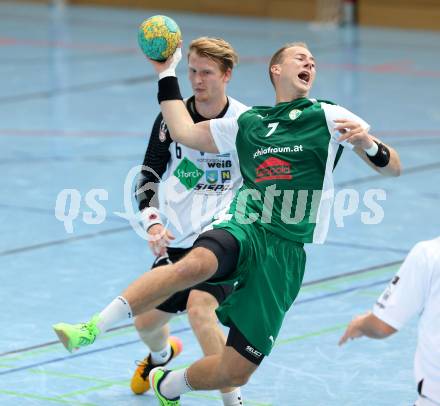 Handball Bundesliga. schlafraum.at Kaernten gegen UHC SISPO Gaenserndorf. Leopold Wagner, (schlafraum.at). Viktring, am 4.10.2015.
Foto: Kuess
---
pressefotos, pressefotografie, kuess, qs, qspictures, sport, bild, bilder, bilddatenbank