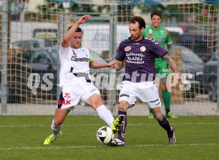 Fussball. Kaerntner Liga. SAK gegen Globasnitz. Darjan Aleksic (SAK), Rok Pavlicic (Globasnitz). Klagenfurt, 4.10.2015.
Foto: Kuess
---
pressefotos, pressefotografie, kuess, qs, qspictures, sport, bild, bilder, bilddatenbank