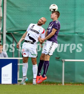 Fussball. Kaerntner Liga. SAK gegen Globasnitz. Christian Dlopst (SAK), Michael Herzog (Globasnitz). Klagenfurt, 4.10.2015.
Foto: Kuess
---
pressefotos, pressefotografie, kuess, qs, qspictures, sport, bild, bilder, bilddatenbank