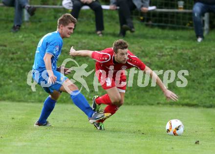 Fussball. Unterliga Ost. Ludmannsdorf gegen Sele Zell. Marcel Quantschnig (Ludmannsdorf), Tomaz Kreutz (Sele Zell). Ludmannsdorf, 4.10.2015.
Foto: Kuess
---
pressefotos, pressefotografie, kuess, qs, qspictures, sport, bild, bilder, bilddatenbank