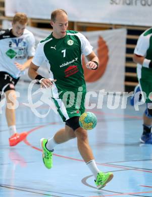 Handball Bundesliga. schlafraum.at Kaernten gegen UHC SISPO Gaenserndorf. Leopold Wagner (schlafraum.at). Viktring, am 4.10.2015.
Foto: Kuess
---
pressefotos, pressefotografie, kuess, qs, qspictures, sport, bild, bilder, bilddatenbank