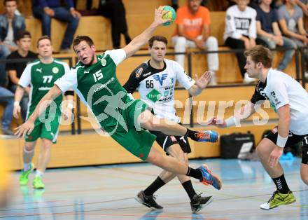 Handball Bundesliga. schlafraum.at Kaernten gegen UHC SISPO Gaenserndorf. Klemen Kresnik (schlafraum.at). Viktring, am 4.10.2015.
Foto: Kuess
---
pressefotos, pressefotografie, kuess, qs, qspictures, sport, bild, bilder, bilddatenbank