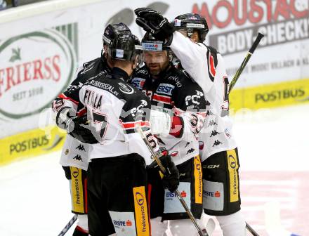 EBEL. Eishockey Bundesliga. EC VSV gegen HC Orli Znojmo. Torjubel Znojmo. Villach, am 27.9.2015.
Foto: Kuess 


---
pressefotos, pressefotografie, kuess, qs, qspictures, sport, bild, bilder, bilddatenbank