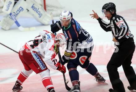 EBEL. Eishockey Bundesliga. EC VSV gegen KAC. Rick Schofield,  (VSV), Jamie Lundmark (KAC). Villach, am 10.11.2015.
Foto: Kuess 


---
pressefotos, pressefotografie, kuess, qs, qspictures, sport, bild, bilder, bilddatenbank