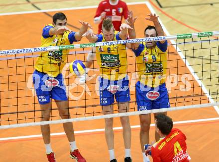 Volleyball. MEVZA. Aich/Dob gegen Mladost ZAGREB. Palgut Filip, Wohlfahrtstaetter Peter, Grut Andrej (Aich/Dob). Bleiburg, 14.10.2015.
Foto: Kuess
---
pressefotos, pressefotografie, kuess, qs, qspictures, sport, bild, bilder, bilddatenbank