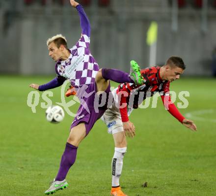 Fussball Sky go Erste Liga. SK Austria Klagenfurt gegen LASK Linz.    Rajko Rep,  (Klagenfurt), Stefan Hager (Linz). Klagenfurt, am 16.10.2015.
Foto: Kuess
---
pressefotos, pressefotografie, kuess, qs, qspictures, sport, bild, bilder, bilddatenbank