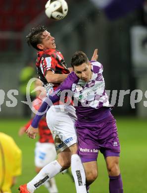 Fussball Sky go Erste Liga. SK Austria Klagenfurt gegen LASK Linz.    Bernd Kager,  (Klagenfurt), Rene Gartler (Linz). Klagenfurt, am 16.10.2015.
Foto: Kuess
---
pressefotos, pressefotografie, kuess, qs, qspictures, sport, bild, bilder, bilddatenbank