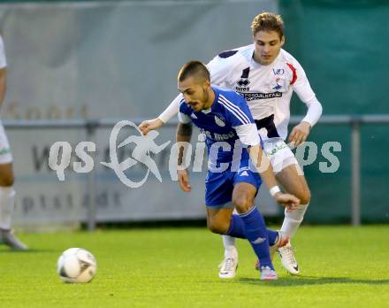 Fussball Kaerntner Liga. SAK gegen Treibach. Daniel Perkounig,  (SAK), Yosifov Svetlozar Angelov (Treibach). Welzenegg, am 16.10.2015.
Foto: Kuess
---
pressefotos, pressefotografie, kuess, qs, qspictures, sport, bild, bilder, bilddatenbank