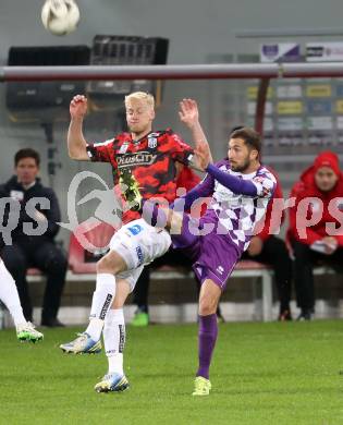 Fussball Sky go Erste Liga. SK Austria Klagenfurt gegen LASK Linz.    Ali Hamdemir, (Klagenfurt), Thomas Froeschl  (Linz). Klagenfurt, am 16.10.2015.
Foto: Kuess
---
pressefotos, pressefotografie, kuess, qs, qspictures, sport, bild, bilder, bilddatenbank