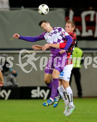 Fussball Sky go Erste Liga. SK Austria Klagenfurt gegen LASK Linz.    Bernd Kager, (Klagenfurt), Stefan Hager  (Linz). Klagenfurt, am 16.10.2015.
Foto: Kuess
---
pressefotos, pressefotografie, kuess, qs, qspictures, sport, bild, bilder, bilddatenbank