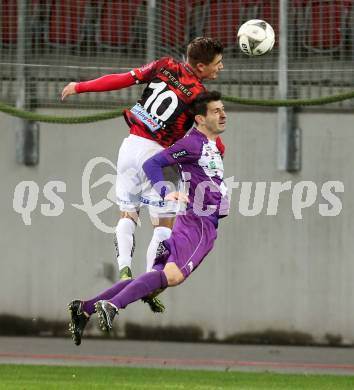 Fussball Sky go Erste Liga. SK Austria Klagenfurt gegen LASK Linz.    Mirnes Becirovic,  (Klagenfurt), Nikola Dovedan (Linz). Klagenfurt, am 16.10.2015.
Foto: Kuess
---
pressefotos, pressefotografie, kuess, qs, qspictures, sport, bild, bilder, bilddatenbank