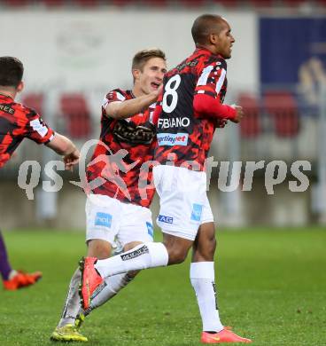 Fussball Sky go Erste Liga. SK Austria Klagenfurt gegen LASK Linz.    Torjubel Fabiano De Lima Campos Maria, (Linz). Klagenfurt, am 16.10.2015.
Foto: Kuess
---
pressefotos, pressefotografie, kuess, qs, qspictures, sport, bild, bilder, bilddatenbank