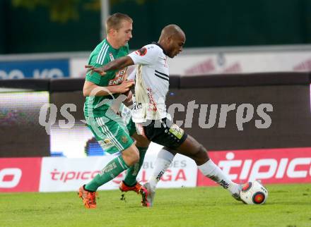 Fussball tipico Bundesliga. RZ Pellets WAC gegen SK Rapid Wien. De Oliveira Silvio Carlos, (WAC), Christopher Dibon (Rapid). Wolfsberg, am 18.10.2015.
Foto: Kuess
---
pressefotos, pressefotografie, kuess, qs, qspictures, sport, bild, bilder, bilddatenbank