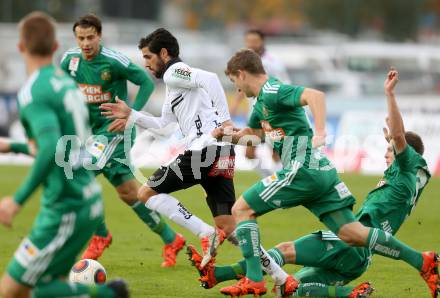 Fussball tipico Bundesliga. RZ Pellets WAC gegen SK Rapid Wien. Ynclan Pajares Jacobo Maria, (WAC), Stephan Auer  (Rapid). Wolfsberg, am 18.10.2015.
Foto: Kuess
---
pressefotos, pressefotografie, kuess, qs, qspictures, sport, bild, bilder, bilddatenbank