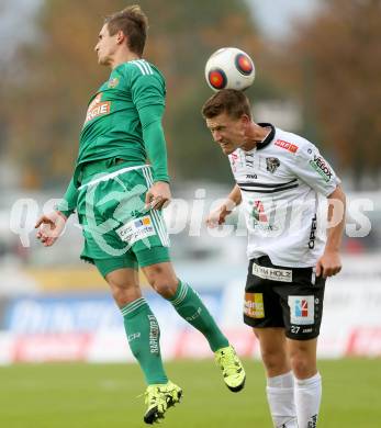 Fussball tipico Bundesliga. RZ Pellets WAC gegen SK Rapid Wien. Daniel Drescher,  (WAC), Matej Jelic (Rapid). Wolfsberg, am 18.10.2015.
Foto: Kuess
---
pressefotos, pressefotografie, kuess, qs, qspictures, sport, bild, bilder, bilddatenbank