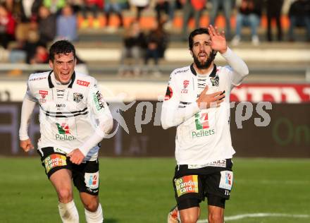 Fussball tipico Bundesliga. RZ Pellets WAC gegen SK Rapid Wien. Torjubel Thomas Zuendel, Jacobo (WAC). Wolfsberg, am 18.10.2015.
Foto: Kuess
---
pressefotos, pressefotografie, kuess, qs, qspictures, sport, bild, bilder, bilddatenbank