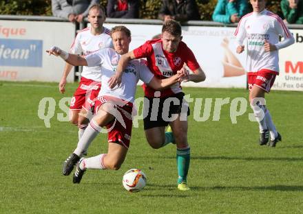 Fussball Unterliga Ost. St. Michael/Bleiburg gegen St. Andrae/Lav. Samo Bernhard Olip,  (St. Michael), Mihael Grigic (St. Andrae). St. Michael/Bleiburg, am 18.10.2015.
Foto: Kuess
---
pressefotos, pressefotografie, kuess, qs, qspictures, sport, bild, bilder, bilddatenbank