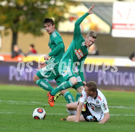 Fussball tipico Bundesliga. RZ Pellets WAC gegen SK Rapid Wien. Christoph Rabitsch,  (WAC), Florian Kainz (Rapid). Wolfsberg, am 18.10.2015.
Foto: Kuess
---
pressefotos, pressefotografie, kuess, qs, qspictures, sport, bild, bilder, bilddatenbank