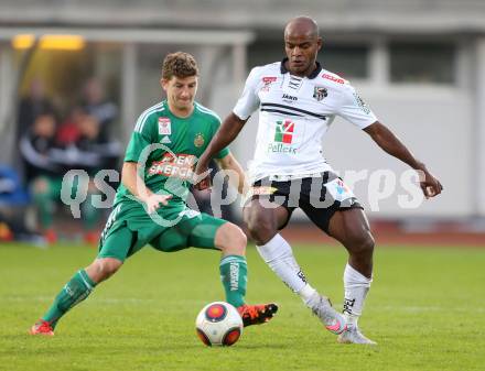 Fussball tipico Bundesliga. RZ Pellets WAC gegen SK Rapid Wien. De Oliveira Silvio Carlos,  (WAC), Stephan Auer (Rapid). Wolfsberg, am 18.10.2015.
Foto: Kuess
---
pressefotos, pressefotografie, kuess, qs, qspictures, sport, bild, bilder, bilddatenbank