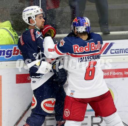 EBEL. Eishockey Bundesliga. EC VSV gegen EC Red Bull Salzburg. Eric Hunter,  (VSV), Alexander Pallestrang (Salzburg). Villach, am 20.10.2015.
Foto: Kuess 


---
pressefotos, pressefotografie, kuess, qs, qspictures, sport, bild, bilder, bilddatenbank