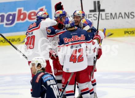 EBEL. Eishockey Bundesliga. EC VSV gegen EC Red Bull Salzburg. Torjubel  (Salzburg). Villach, am 20.10.2015.
Foto: Kuess 


---
pressefotos, pressefotografie, kuess, qs, qspictures, sport, bild, bilder, bilddatenbank