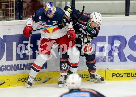 EBEL. Eishockey Bundesliga. EC VSV gegen EC Red Bull Salzburg. Benjamin Petrik,  (VSV), Alexander Pallestrang (Salzburg). Villach, am 20.10.2015.
Foto: Kuess 


---
pressefotos, pressefotografie, kuess, qs, qspictures, sport, bild, bilder, bilddatenbank