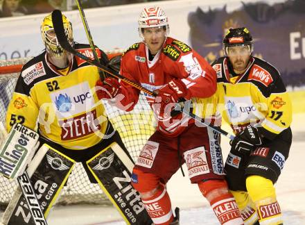 EBEL. Eishockey Bundesliga. KAC gegen UPC Vienna Capitals. Jonas Nordqvist,  (KAC), Nathan Lawson, Kurtis McLean (Caps). Klagenfurt, am 23.10.2015.
Foto: Kuess

---
pressefotos, pressefotografie, kuess, qs, qspictures, sport, bild, bilder, bilddatenbank