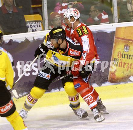 EBEL. Eishockey Bundesliga. KAC gegen UPC Vienna Capitals. Jamie Lundmark, (KAC), Jamie Fraser  (Caps). Klagenfurt, am 23.10.2015.
Foto: Kuess

---
pressefotos, pressefotografie, kuess, qs, qspictures, sport, bild, bilder, bilddatenbank