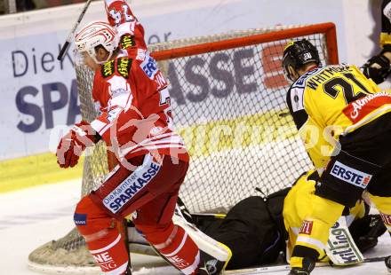 EBEL. Eishockey Bundesliga. KAC gegen UPC Vienna Capitals. Torjubel Jamie Lundmark (KAC). Klagenfurt, am 23.10.2015.
Foto: Kuess

---
pressefotos, pressefotografie, kuess, qs, qspictures, sport, bild, bilder, bilddatenbank