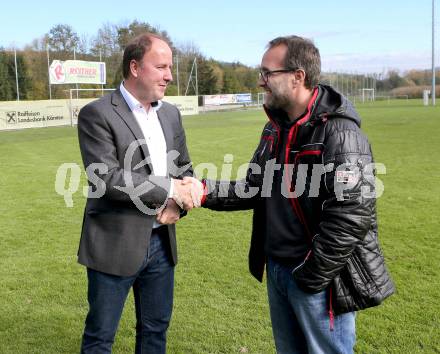 Fussball Unterliga Ost. Medientermin ASKOE Woelfnitz, DSG Sele Zell.   Gerhard Engl (Woelfnitz), Alexander Mak (Sele Zell) . Woelfnitz, am 23.10.2015.
Foto: Kuess
---
pressefotos, pressefotografie, kuess, qs, qspictures, sport, bild, bilder, bilddatenbank