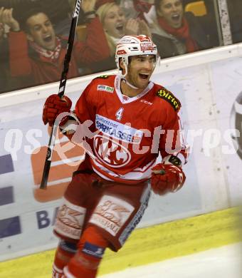 EBEL. Eishockey Bundesliga. KAC gegen UPC Vienna Capitals. Torjubel Mark Popovic, (KAC). Klagenfurt, am 23.10.2015.
Foto: Kuess

---
pressefotos, pressefotografie, kuess, qs, qspictures, sport, bild, bilder, bilddatenbank