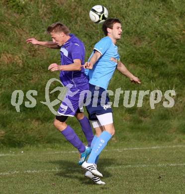 Fussball Unterliga Ost. SG FC Poggersdorf gegen Eberstein. Ziga Bokal,  (Poggersdorf), Manuel Rabitsch (Eberstein). Poggersdorf, am 25.10.2015.
Foto: Kuess
---
pressefotos, pressefotografie, kuess, qs, qspictures, sport, bild, bilder, bilddatenbank