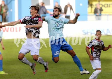 Fussball Regionalliga. Annabichler SV gegen SPG FC Pasching/LASK Juniors.  Oliver Pusztai, (ASV),   Elvir Huskic (Pasching). Annabichl, am 25.10.2015.
Foto: Kuess
---
pressefotos, pressefotografie, kuess, qs, qspictures, sport, bild, bilder, bilddatenbank