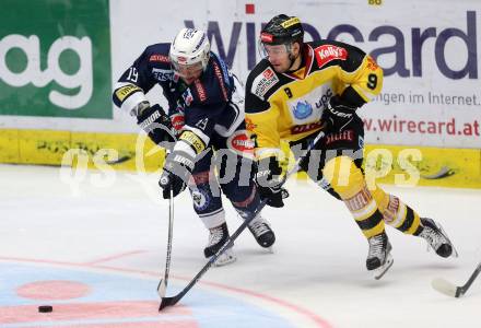 EBEL. Eishockey Bundesliga. EC VSV gegen UPC Vienna Capitals. Stefan Bacher, (VSV), Nikolaus Hartl  (Vienna Capitals). Villach, am 26.10.2015.
Foto: Kuess 


---
pressefotos, pressefotografie, kuess, qs, qspictures, sport, bild, bilder, bilddatenbank