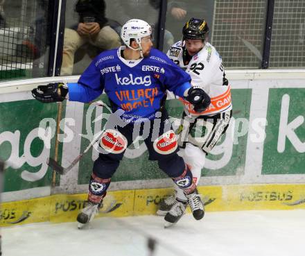 EBEL. Eishockey Bundesliga. EC VSV gegen Moser Medical Graz 99ers.  Eric HUnter,  (VSV), Clemens Unterweger (Graz). Villach, am 30.10.2015.
Foto: Kuess 


---
pressefotos, pressefotografie, kuess, qs, qspictures, sport, bild, bilder, bilddatenbank