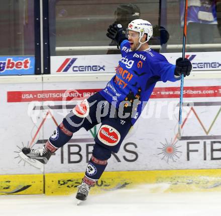 EBEL. Eishockey Bundesliga. EC VSV gegen Moser Medical Graz 99ers.  Torjubel Rick Schofield (VSV). Villach, am 30.10.2015.
Foto: Kuess 


---
pressefotos, pressefotografie, kuess, qs, qspictures, sport, bild, bilder, bilddatenbank