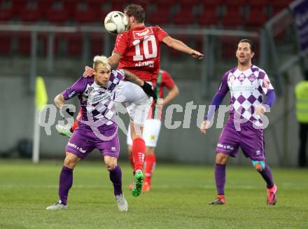 Fussball Sky go Erste Liga. SK Austria Klagenfurt gegen FC Wacker Innsbruck. Rajko Rep, (Klagenfurt), Juergen Saeumel  (Innsbruck). Klagenfurt, am 6.11.2015.
Foto: Kuess
---
pressefotos, pressefotografie, kuess, qs, qspictures, sport, bild, bilder, bilddatenbank