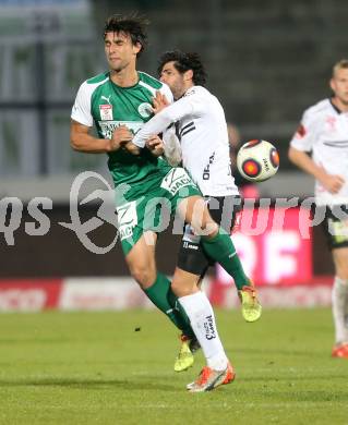 Fussball tipico Bundesliga. RZ Pellets WAC gegen SV Mattersburg. Ynclan Pajares Jacobo Maria,  (WAC), Velasco Farinas Alejandro (Mattersburg). Wolfsberg, am 7.11.2015.
Foto: Kuess
---
pressefotos, pressefotografie, kuess, qs, qspictures, sport, bild, bilder, bilddatenbank