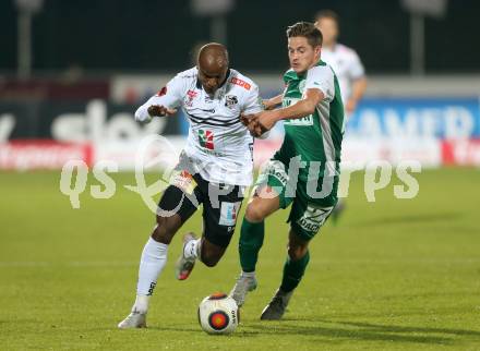 Fussball tipico Bundesliga. RZ Pellets WAC gegen SV Mattersburg. De Oliveira Silvio Carlos,  (WAC), Thorsten Roecher (Mattersburg). Wolfsberg, am 7.11.2015.
Foto: Kuess
---
pressefotos, pressefotografie, kuess, qs, qspictures, sport, bild, bilder, bilddatenbank