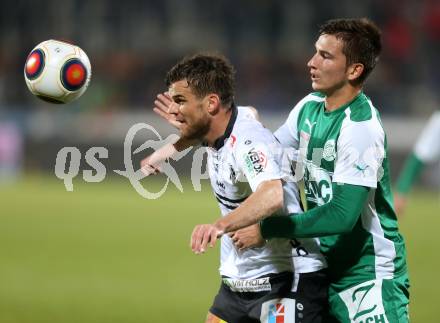 Fussball tipico Bundesliga. RZ Pellets WAC gegen SV Mattersburg. Thomas Zuendel, (WAC), Vitaljis Maksimenko (Mattersburg). Wolfsberg, am 7.11.2015.
Foto: Kuess
---
pressefotos, pressefotografie, kuess, qs, qspictures, sport, bild, bilder, bilddatenbank