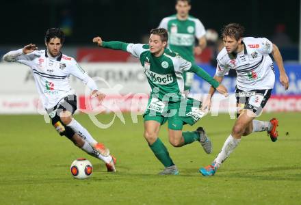 Fussball tipico Bundesliga. RZ Pellets WAC gegen SV Mattersburg. Ynclan Pajares Jacobo Maria, Boris Huettenbrenner, (WAC),  Thorsten Roecher (Mattersburg). Wolfsberg, am 7.11.2015.
Foto: Kuess
---
pressefotos, pressefotografie, kuess, qs, qspictures, sport, bild, bilder, bilddatenbank