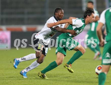 Fussball tipico Bundesliga. RZ Pellets WAC gegen SV Mattersburg. Issiaka Ouedraogo,  (WAC), Velasco Farinas Alejandro (Mattersburg). Wolfsberg, am 7.11.2015.
Foto: Kuess
---
pressefotos, pressefotografie, kuess, qs, qspictures, sport, bild, bilder, bilddatenbank